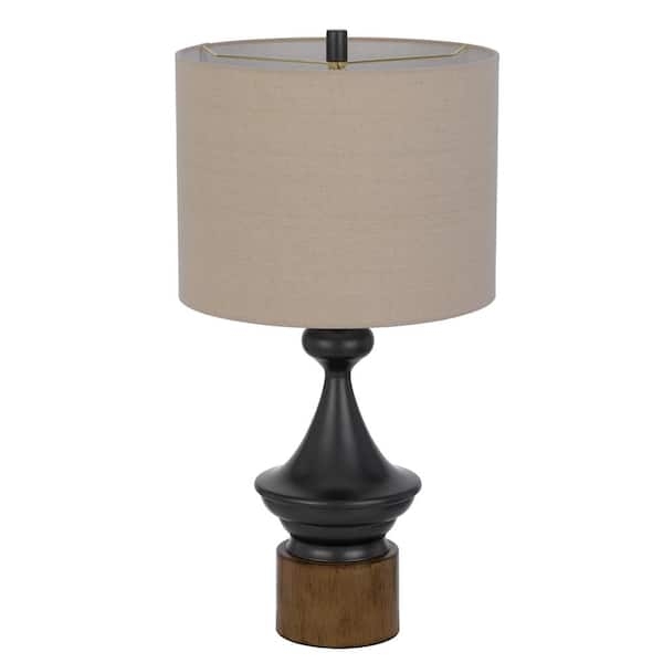Table Lamp Hammered Finish Wood Accent Neck Transitional Desk Light