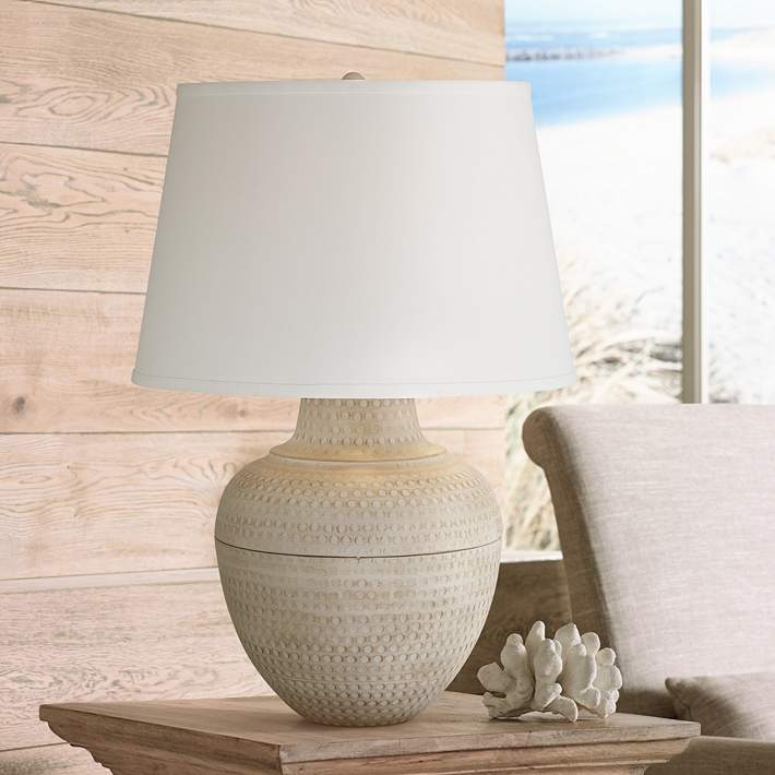 Table Lamp Hammered Pot Base Farmhouse Style Living Room