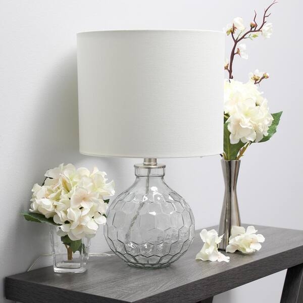Table Lamp Hexagon Glass Base Patterned Clear - modern clear glass table lamp