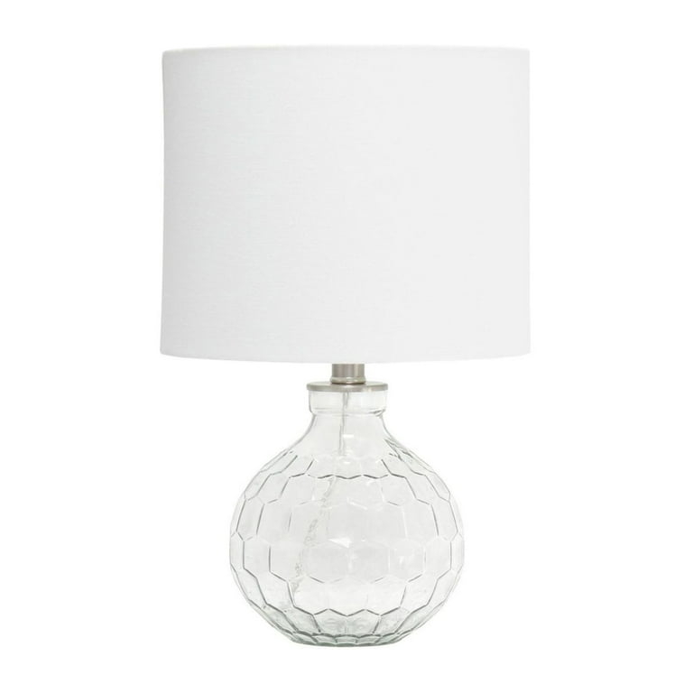 Table Lamp Hexagonal Glass Base Geometric Pattern - modern glass table lamp