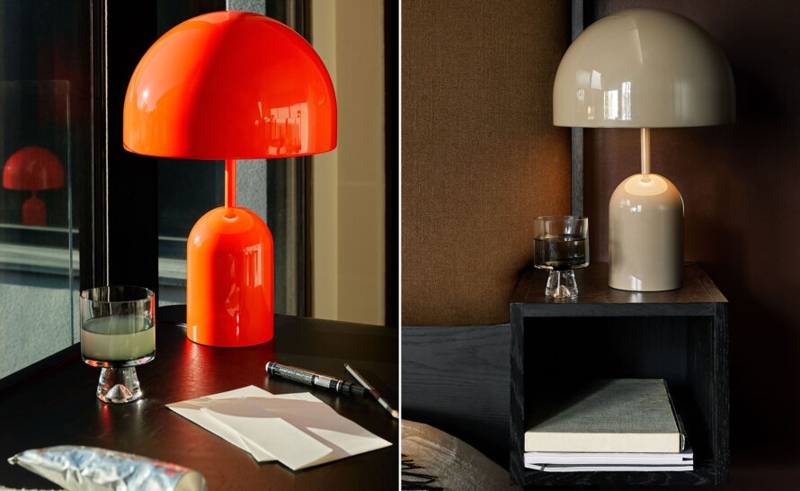Table Lamp, High Gloss Finish, Modern Black Dome Shade, Bedroom Lighting