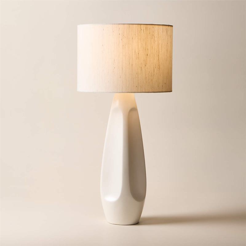 Table Lamp High Gloss Sculptural Resin White Modern