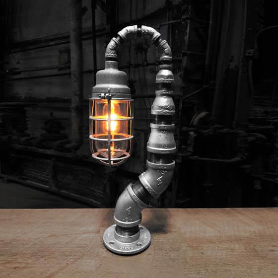 Table Lamp Industrial Gear Base Exposed Edison Bulb Steampunk Accent