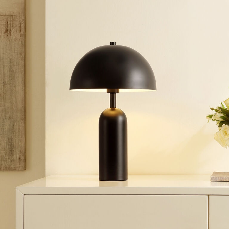 Table Lamp Industrial Matte Black Metal Dome Bottle Base