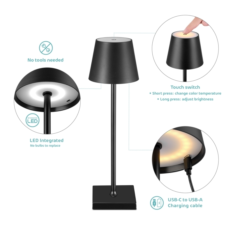 Table Lamp Industrial Matte Black Mushroom Silhouette Corded Switch Dome