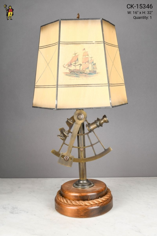Table Lamp Industrial Searchlight Antique Brass Dark Wood Tripod Base