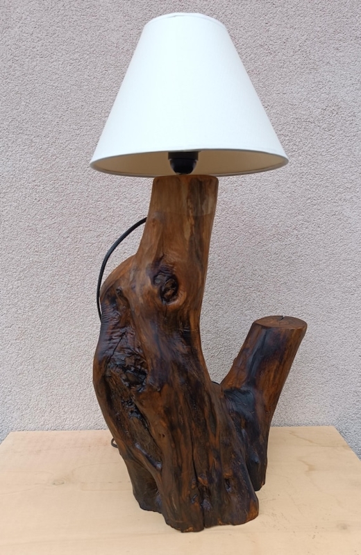Table Lamp Industrial Wood Stump Base Analog Toggle Switch Edison