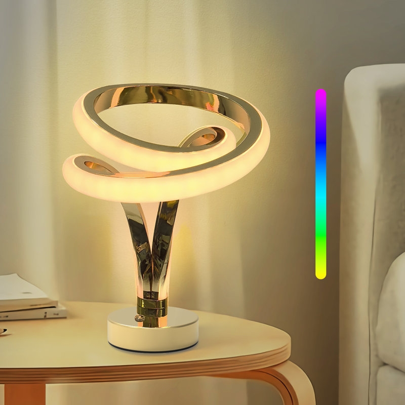 Table Lamp Interlocking Rings RGB Lighting Matte Finish