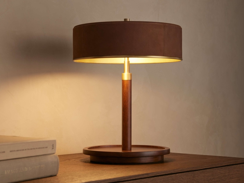 Table Lamp Iridescent Glass Spherical Base Tall Drum Shade Chic