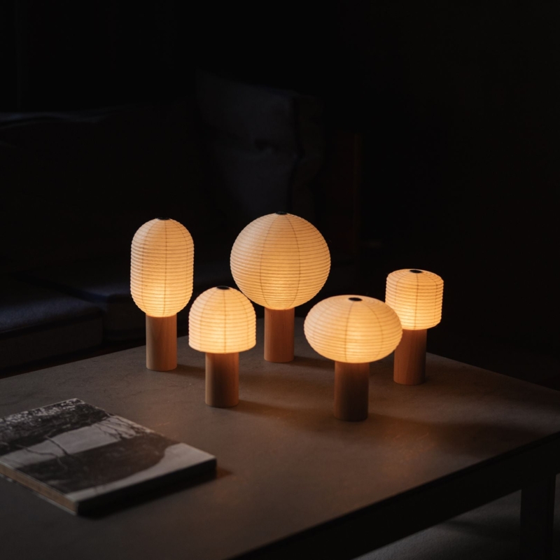 Table Lamp Japanese Paper Lantern Square Cordless Minimalist