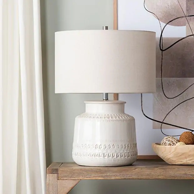 Table Lamp Jug Silhouette Ribbed Base Rustic Farmhouse Decor