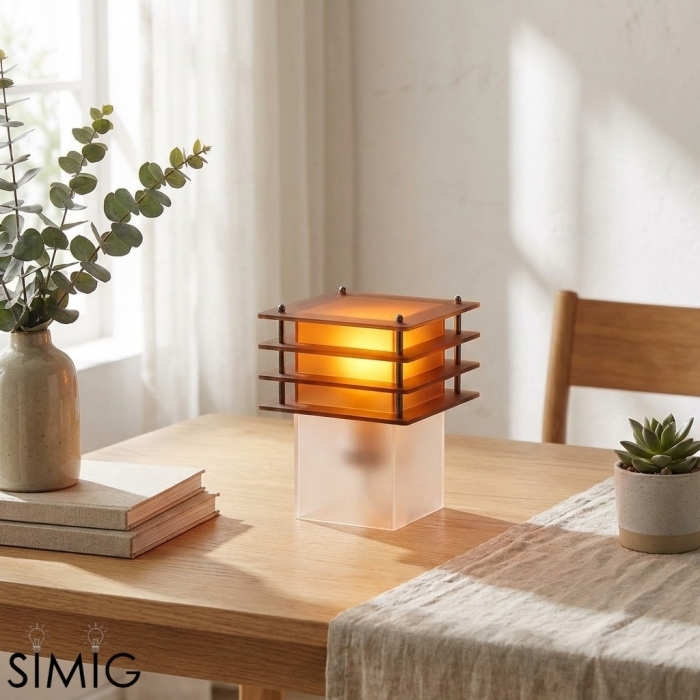 Table Lamp Layered Discs Tiered Silhouette Sculptural Acrylic Lamp