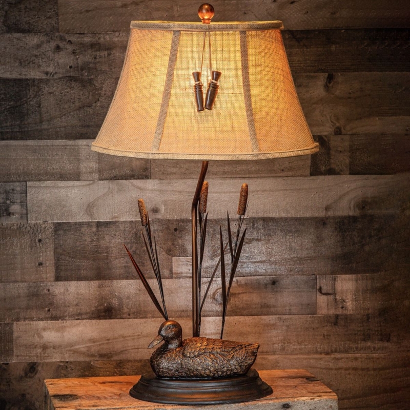 Table Lamp Mallard Duck Base Sculptural Wildlife Lodge Style