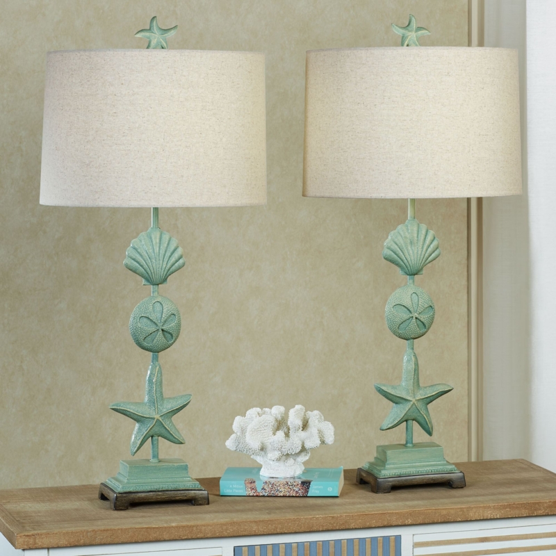 Table Lamp Marine Blue Coral Sculptural Base Organic Form