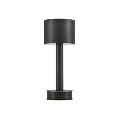 Table Lamp Matte Black Dome Shade Cordless Design for Moody Bookshelves