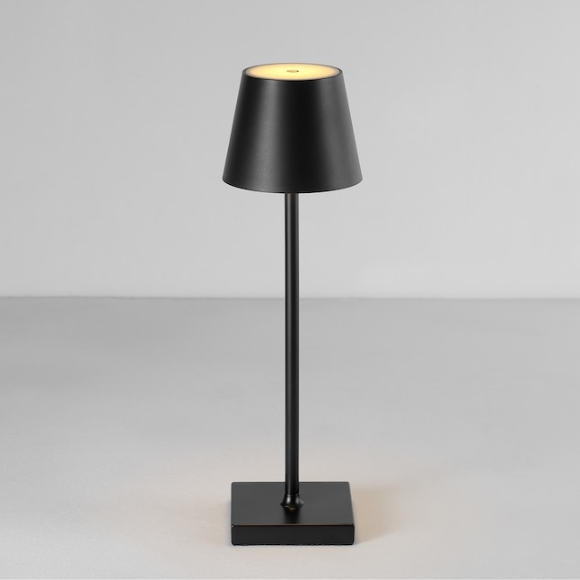 Table Lamp Matte Black Finish Tall Cylindrical Shade Minimalist