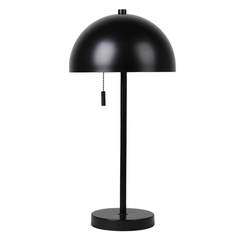 Table Lamp Matte Black Metal Dome Shade Conical Base Pull Chain