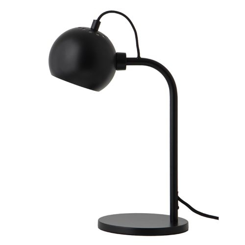 Table Lamp Matte Black Spherical with Mid-Century Modern Arm