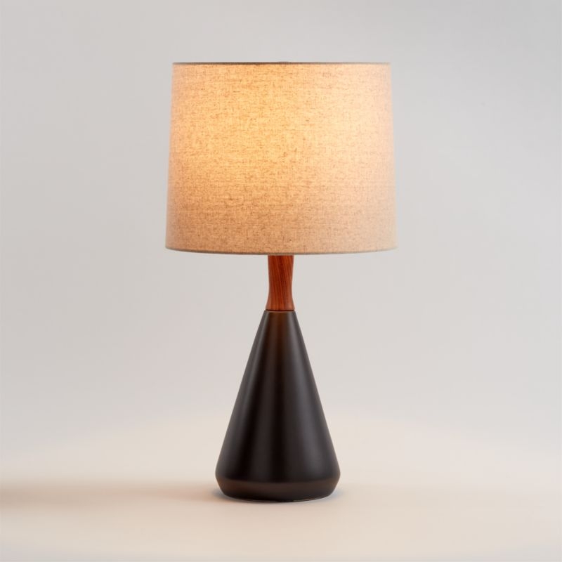 Table Lamp Matte Black Tapered Base Mid-Century Silhouette