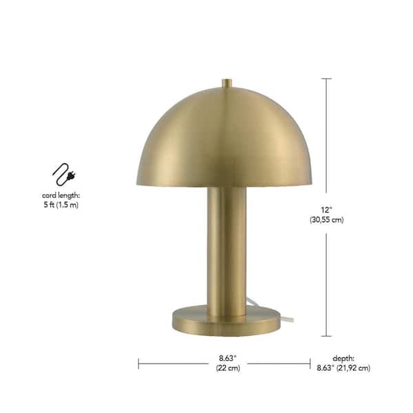 Table Lamp Matte Brass Finish Mushroom Silhouette Dome Shade