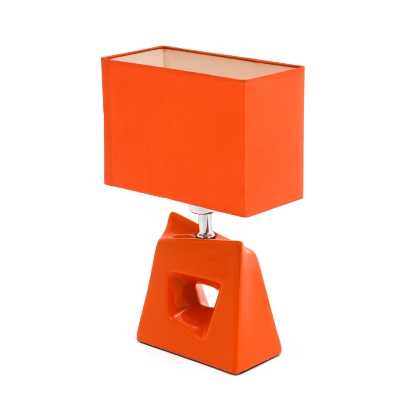 Table Lamp: Matte Orange Cylinder with Funky Organic Cut-Out Pattern