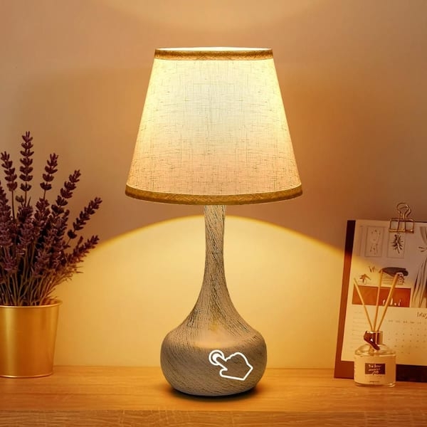 Table Lamp Matte White Faceted Base Geometric Bedside Lighting