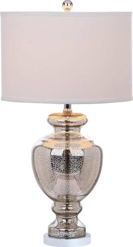 Table Lamp Mercury Glass Dimpled Texture Urn Base Ivory Drum Shade