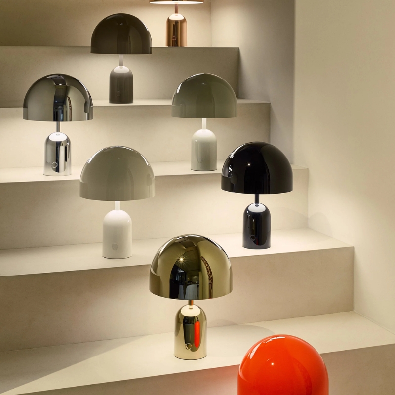 Table Lamp, Metallic Mushroom Style, Cordless Rechargeable LED Accent Light