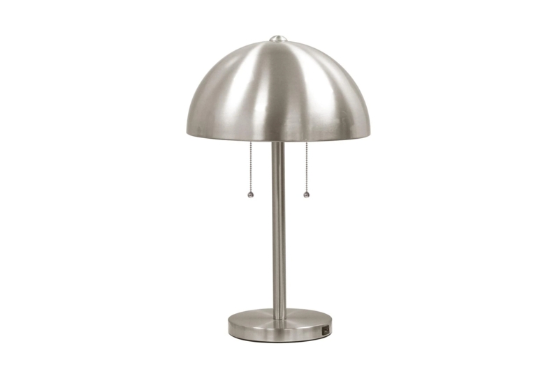 Table Lamp Mid-Century Modern Mushroom Dome Shade Chrome Stick Base