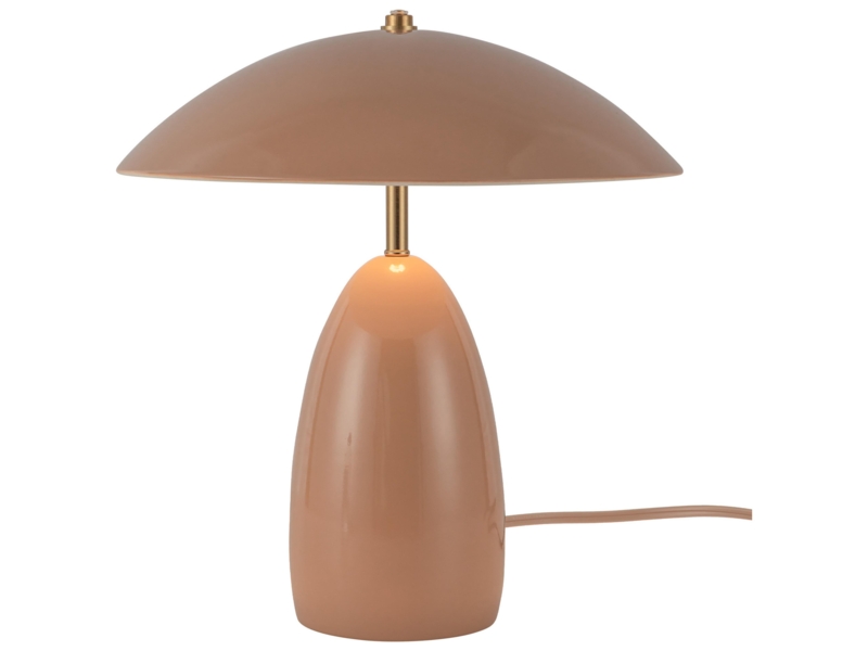 Table Lamp Mid Century Modern Peach Finish Frosted Glass Spherical Globe