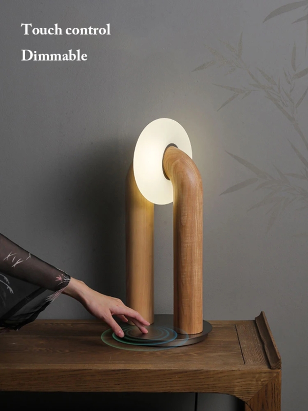 Table Lamp Mid-Century Modern Pleated Shade Tapered Wood Base