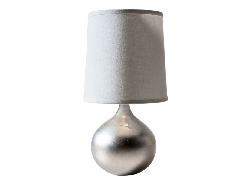 Table Lamp Mini Polished Finish Beaded Pull Chain White Drum Shade Modern