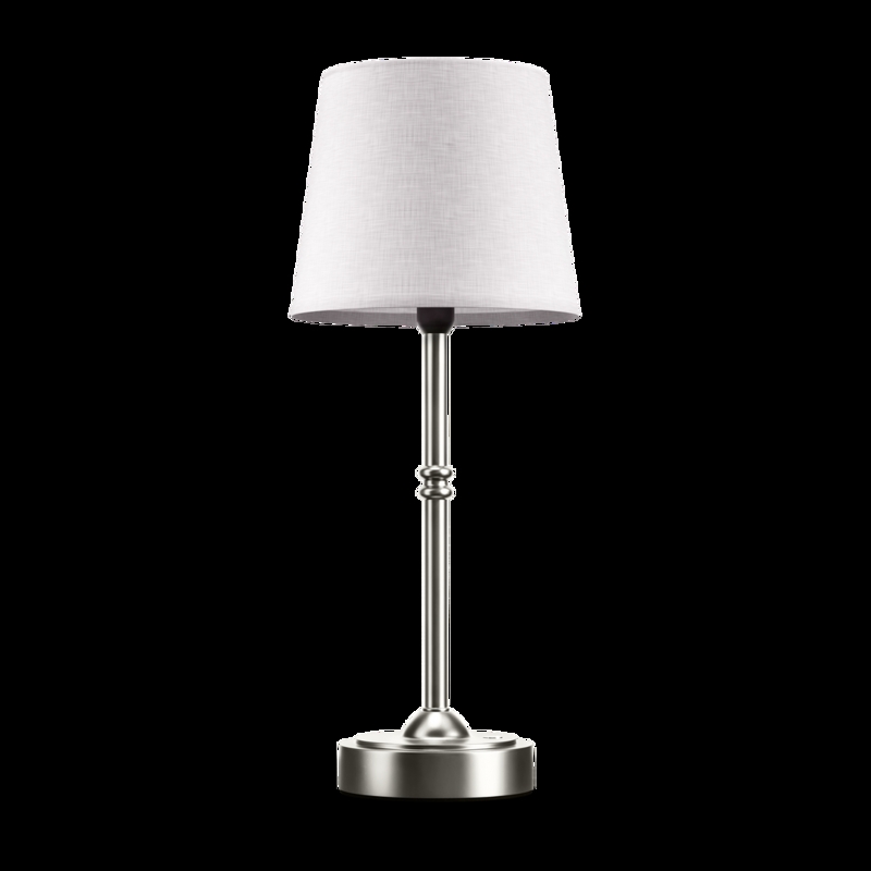 Table Lamp Minimalist Polished Metallic Slim Stem Disc Shade Downward Glow