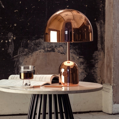 Table Lamp: Minimalist Polished Mushroom Silhouette with Dome Shade
