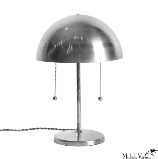 Table Lamp Minimalist Spun Metal Conical Shade Polished Chrome