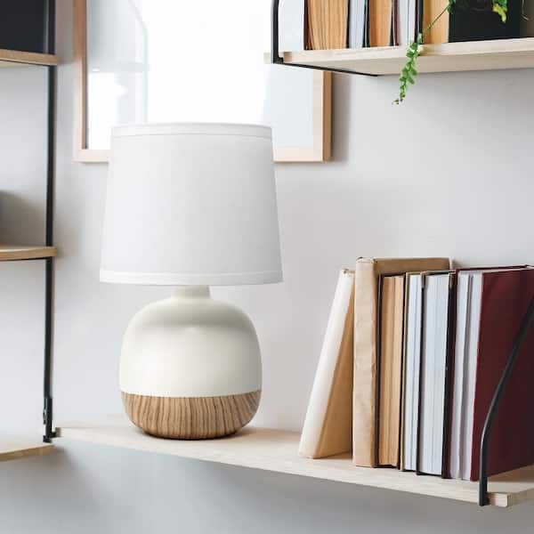 Table Lamp Minimalist Tapered Light Wood Base Petite