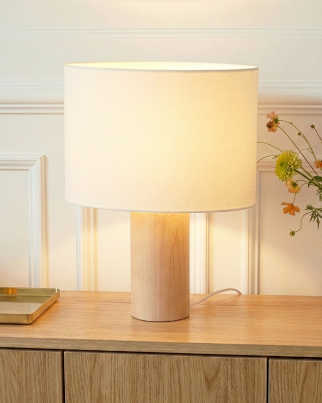 Table Lamp Minimalist Tripod Tapered Legs Linen Like Shade