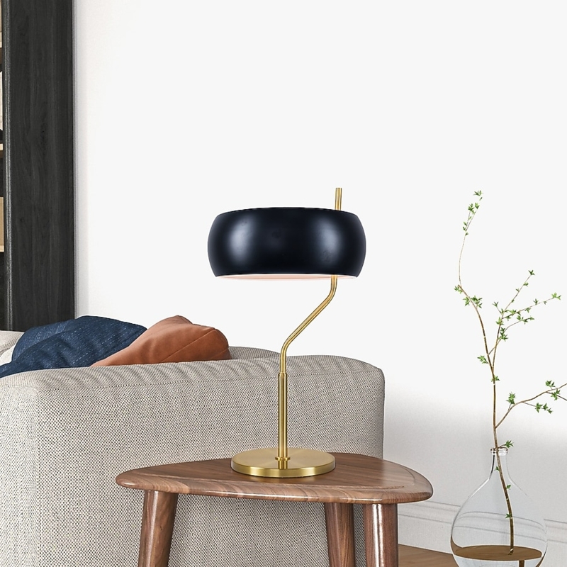 Table Lamp Minimalist Wood Base Black Shade Small Bedside Lamp