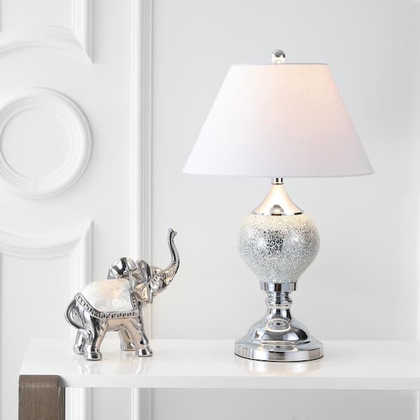 Table Lamp Mirrored Glass Stacked Rectangular Base Contemporary