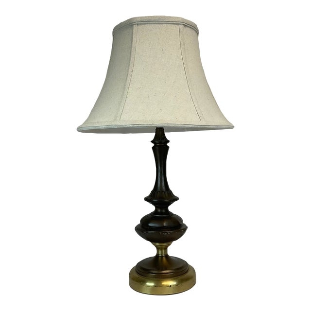 Table Lamp Mixed Metal Finish Fluted Column Stepped Pedestal Base