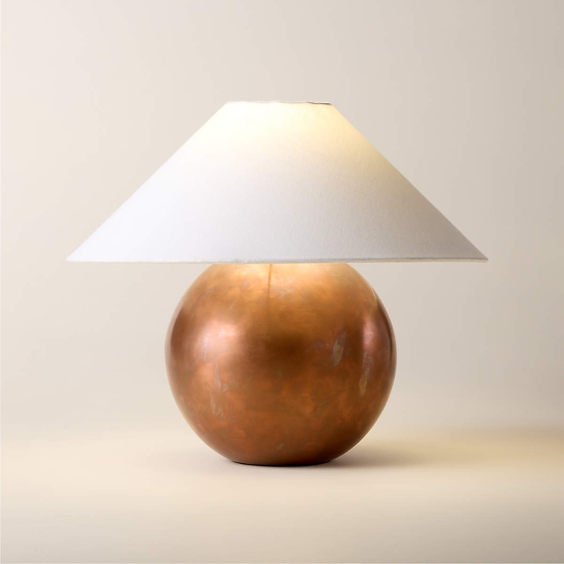 Table Lamp: Modern Copper Mushroom Silhouette, Broad Metal Shade