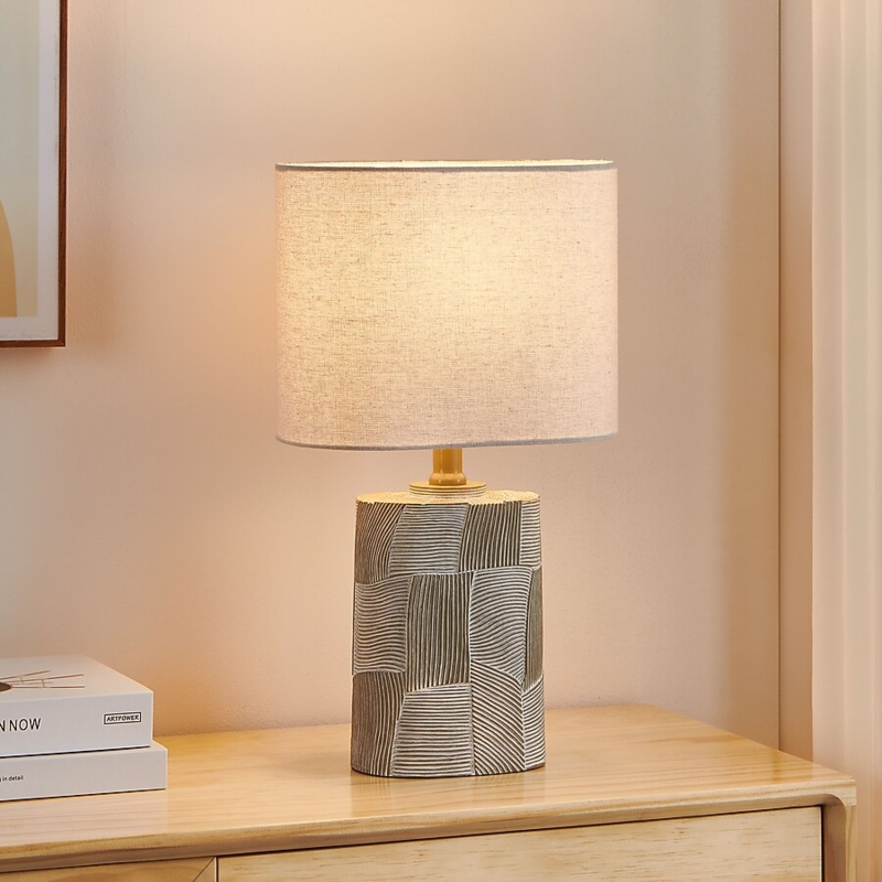Table Lamp Modern Gray Geometric Honeycomb Pattern Base