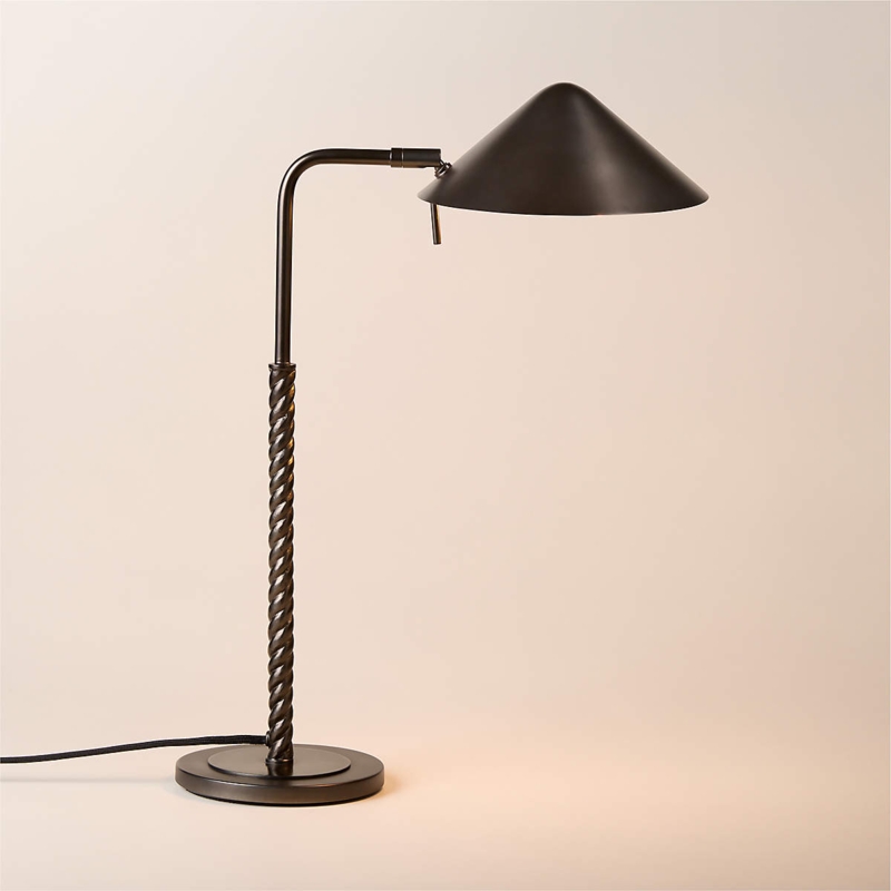 Table Lamp: Modern Matte Bronze Cylinder Base with Oversized Drum Shade.