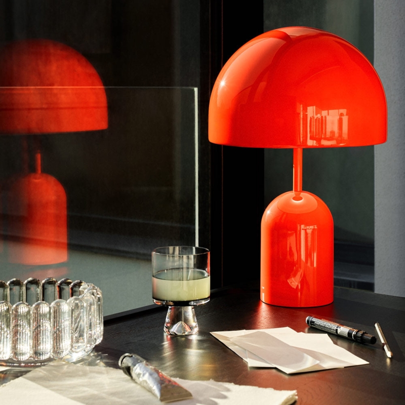 Table Lamp, Modern Polished Chrome Finish, Minimalist Bell Silhouette Light