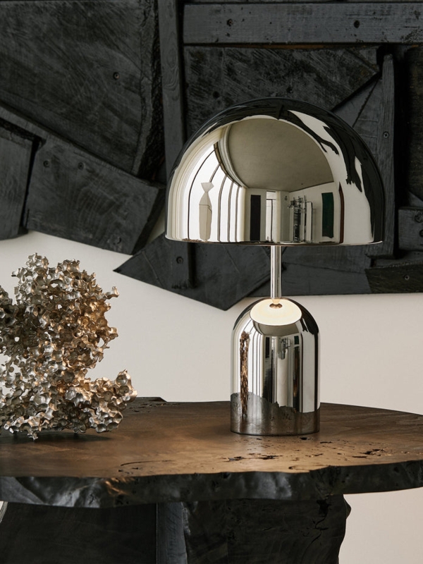 Table Lamp, Modern Polished Silver Finish, Minimalist Dome Desk Lighting
