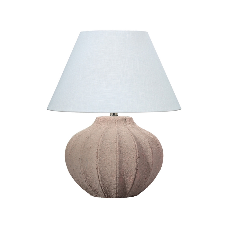 Table Lamp: Monochrome Cream Tiered Base, Scalloped Base Table Lamp