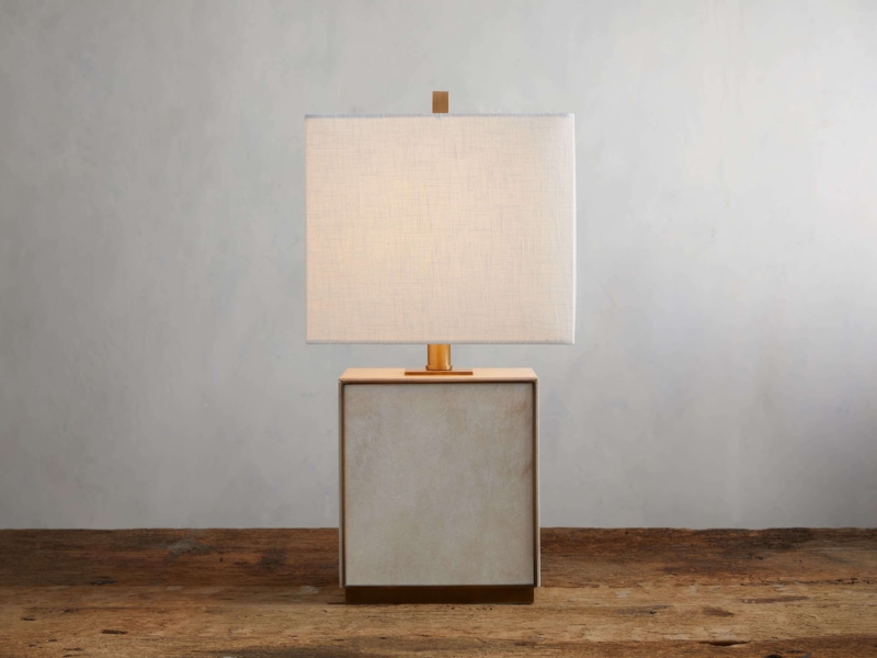 Table Lamp Monolithic Square Base Textured Cream Organic Lighting