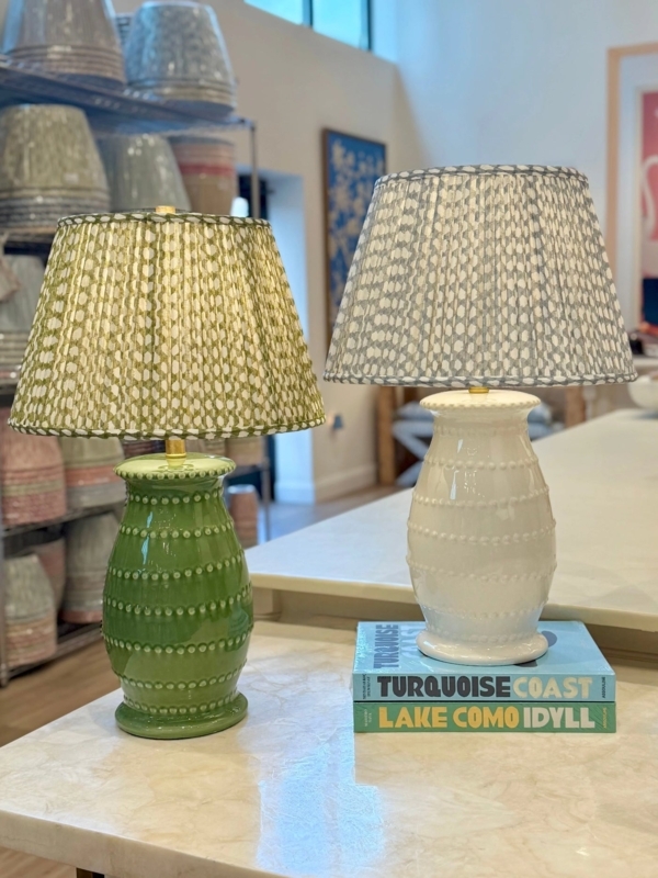 Table Lamp, Moss Green Bulbous Silhouette with Crackle Glaze, Artisan.