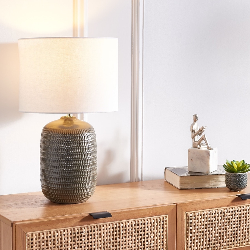 Table Lamp Mottled Ceramic Base Transitional Entryway Decor