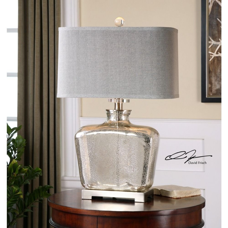 Table Lamp Mottled Mercury Glass Antiqued Silver Lamp Base